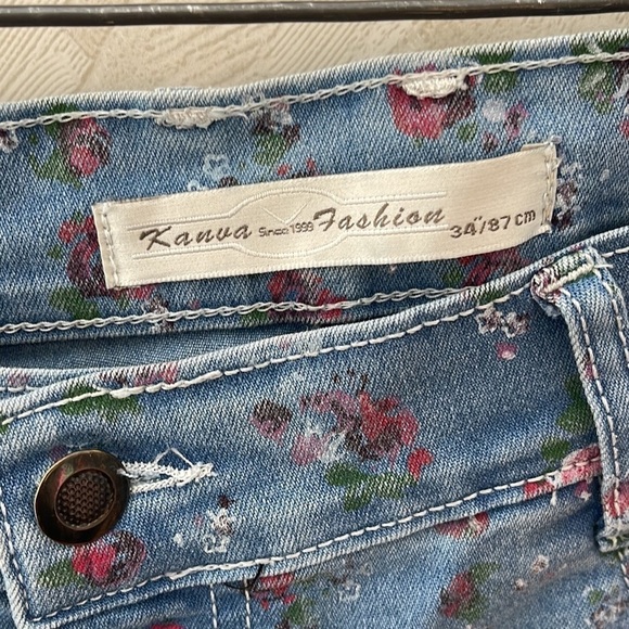 KANVA FASHION Floral Pants Size L - Picture 4 of 4
